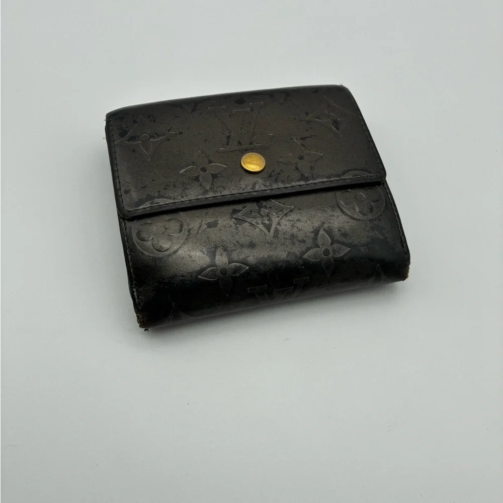 Louis Vuitton Black Monogram VERNIS Embossed Compact Wallet